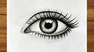 How to draw a realistic drawing  Easiest eye drawing tutorial  Easy drawings step by step [upl. by Meeka443]