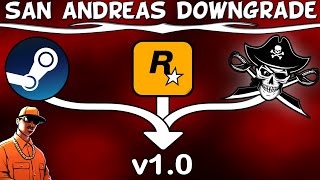 How to DOWNGRADE GTA San Andreas to v10 SteamRockstar LauncherRetail [upl. by Allmon]