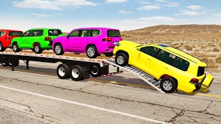 Flatbed Truck Mcqueen  Transportation with Truck  Pothole vs Car 196  BeamNGDrive [upl. by Eirffej]