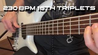 230 BPM 16th triplets on Bass guitar [upl. by Nod]