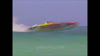 Vintage footage Offshore Powerboat Racing in Miami Beach 1990s YV Video Arcade [upl. by Yenatirb]