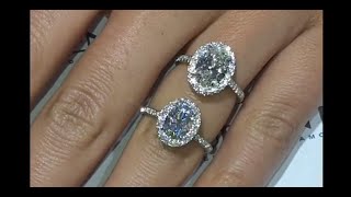 Moissanite VS Diamond Oval Halo Rings [upl. by Ori455]