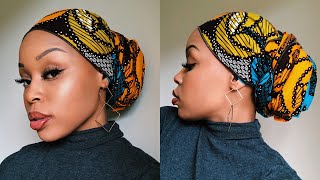 Quick amp Easy Low Bun HeadwrapTurban Tutorial Short Hair amp TWA Friendly [upl. by Enogitna]