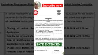 RRB NTPC APPLICATION DATE EXTENDEDshortsviralshortsrrbrrbntpc rrbntpcapplicationrrbexams [upl. by Annahsit]