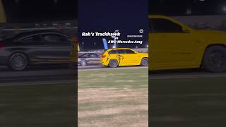 SRT TRACKHAWK VS BENZ comment track hawk benz race drag flames [upl. by Ahsenak265]