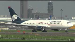 Aeromexico B767200 in TokyoNarita landing amp takeoff  en TokyoNarita aterrizaje y despegue [upl. by Ayoj]