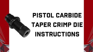 9mm Carbide Taper Crimp Reloading Die Set up Instructions  MIGHTY ARMORY [upl. by Aillimat522]