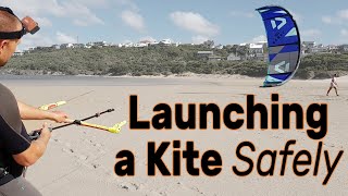 Launching a kite safely with assistant inflatable power kite [upl. by Ahsead194]