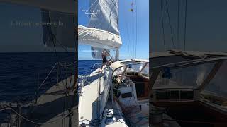 Hoisting the mainsail at sea  How to in medium conditions howto sailing [upl. by Carol-Jean972]