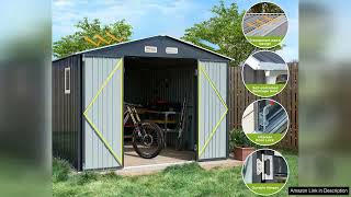 VanAcc 10x12x75 FT Outdoor Storage Shed Galvanized Steel Metal Garden Sheds Review [upl. by Zulaledairam254]