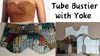 How to make a Bustier Pattern with Yoke Strapless BustierTube Bustier pattern step by step [upl. by Jennine]