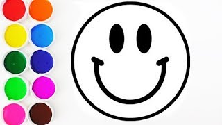 Como Dibujar y Colorear Emoji Feliz de Arco Iris  Aprende los Colores  Learn Colors  FunKeep [upl. by Meehahs]