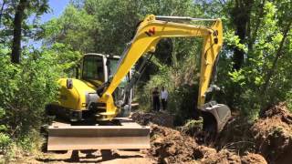 Wacker Neuson ET90 Boom Swing Advantage in narrow village road [upl. by Shaffert]