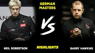 neil robertson vs barry hawkins  snooker german masters 2023 highlights [upl. by Esdnyl]