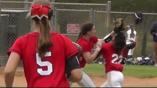 Batter Hit on Hard SS  LF Collision vs Lil Rebels TCS Softball Tournament Escondido Emily Burrow [upl. by Sherborne370]