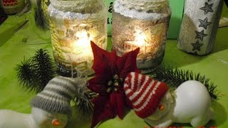 DIY  Weihnachtliche Windlichter mit Serviettentechnik gestalten [upl. by Vtarj710]