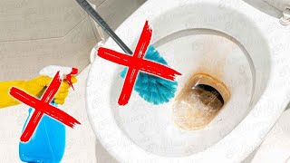 Easy Way to Clean Toilet Bowl Stains  Remove Toilet Hard Water Calcium Deposit Without Scrubbing [upl. by Niryt433]