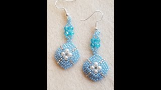 How to make easy DIY Beading Tutorial Powder Blue Beaded Earrings [upl. by Schaper738]