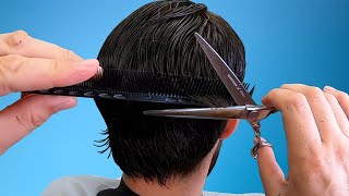 How to cut mens hair with scissors [upl. by Enelyad]