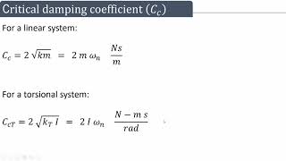 Lecture 12  Dynamics of machinery  Critical damping coefficient derivation  Free damped vibration [upl. by Lars]