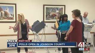 Polls open in Johnson County [upl. by Ahtnahc]