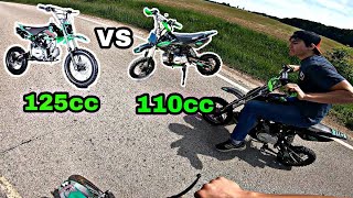 110cc vs 125cc Pit Bike Race  15cc Make ANY Difference Which is FASTER SSR Pit Bikes [upl. by Ynetruoc457]