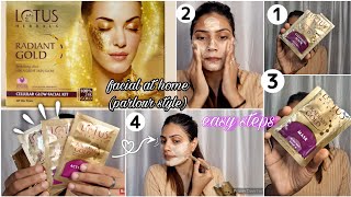 LOTUS HERBAL GOLD FACIAL KITHOW TO DO FACIAL AT HOME PARLOUR STYLElotus facial kit [upl. by Cowey135]