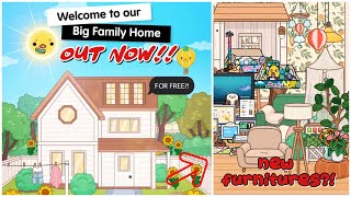 Toca Boca  BIG FAMILY HOUSE NEW FREE UPDATE OUT NOW 🏠🥰 new furnitures part 1 [upl. by Ardnasak]