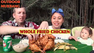 WHOLE FRIED CHICKEN MUKBANG  OUTDOOR MUKBANG AND OUTDOOR COOKING  DARYL AND LIZ MUKBANG [upl. by Egiap]