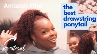 AMAZON Afro Kinky Curly Drawstring Ponytail That YOU NEED EASY PONYTAIL TUTORIAL  NATURAL 4C HAIR [upl. by Lurline977]