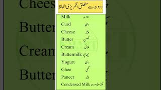 Milk Products Vocabulary  English amp Urdu Translations  Dairy Items [upl. by Eirot]