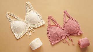 CROCHET BASIC BRALETTE TUTORIAL  Aquariwool Crochet [upl. by Dodge]