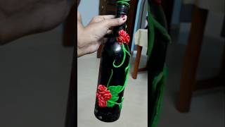 Bottle art  clay bottle diy Lifebeats flowerart craft [upl. by Arihday17]