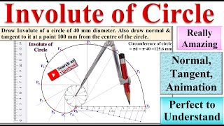 Involute of a Circle EG36 Hindi Normal Involute Tangent Circle GTU [upl. by Ennaj]