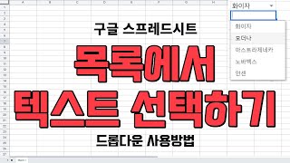 목록에서 텍스트 선택하기드롭다운 목록 만들기기초사용법 [upl. by Adda]