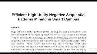 Efficient High Utility Negative Sequential Patterns Mining in Smart Campus [upl. by Ikkiv950]