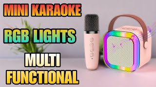 K12 Mini Karaoke Speaker With Wireless Mic And Amazing RGB Colorful Lights Modes  Unboxing [upl. by Symon]