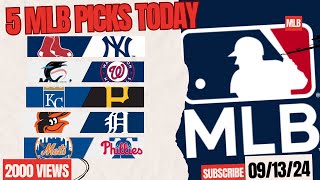 5 MLB Picks Today 9132024  MLB Predictions Today Free MLB Picks Predictions amp Sports Betting [upl. by Kentiga]