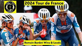 Romain Bardet Wins amp Leads  2024 Tour de France  Stage 1  Teammates 12 [upl. by Adlesirc]