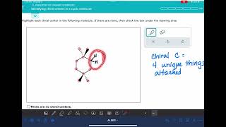 ALEKS Identifying chiral centers in a cyclic molecule [upl. by Iralam]