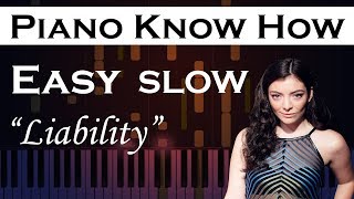 Liability  Lorde  Easy SLOW Piano Tutorial [upl. by Olifoet]