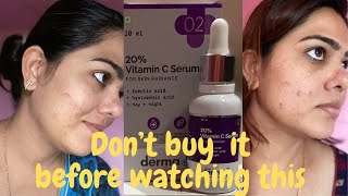 The Derma Co Vitamin C 20 serum Full Honest Review oily acne prone skin  vit c for acne scars [upl. by Metah]