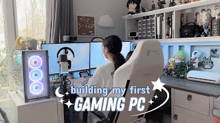 ✧Building my first Gaming PC  white amp blue aesthetic☁️rtx 3080 i9 14900k corsair [upl. by Jon]