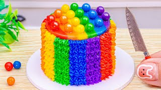 Miniature Rainbow Buttercream Cake Decorating 🌈 Rainbow Chocolate Cake Recipes By Baking Yummy [upl. by Aisel826]