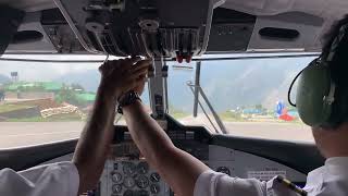 Lukla Airport Take Off Cockpit View Nepal [upl. by Kreindler]