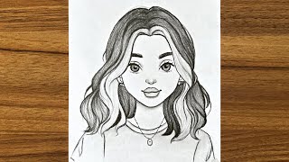 Cute girl drawing  Girl drawing easy step by step  Beautiful girl drawing for beginners [upl. by Stoat640]