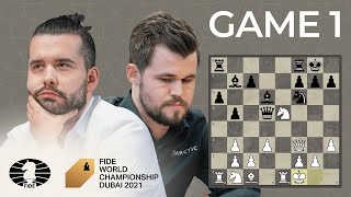 FIDE World Chess Championship Game 1  Carlsen vs Nepo [upl. by Suk]