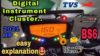 Apache 160 4v BS6 2021  Detailed Instrument Cluster HP modelSetting CLOCKRPMTRIPSKEY SECURITY [upl. by Ordnael]