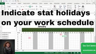 How to indicate stat holidays on your work schedule in Excel [upl. by Mariquilla]