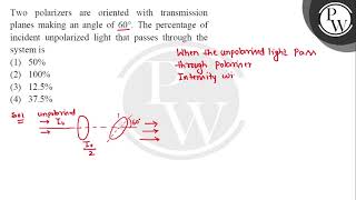 Two polarizers are oriented with transmission planes making an angle of \ 60\circ \ The pe [upl. by Lah]